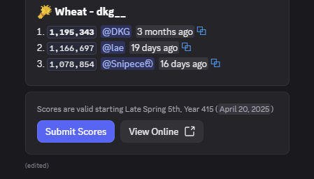 Example of a jacob leaderboard showing the submit scores button